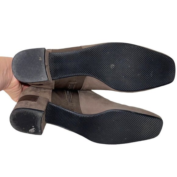 Vaneli Suede Boots Womens Size 9 Narrow Side Zipper Buckle Detail Brown Taupe - Picture 4 of 12